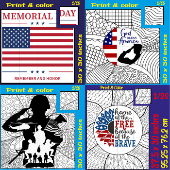 Preview of Patriotic Soldier Memorial Day Collaborative Posters Bulletin Board Craft Bundle