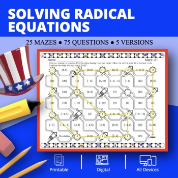 Preview of Patriotic: Solving Radical Equations Maze Activity