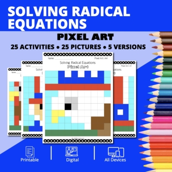 Preview of Patriotic: Solving Radical Equations Pixel Art Activity