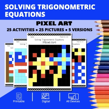 Preview of Patriotic: Solving Trigonometric Equations Pixel Art Activity