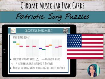 Preview of Patriotic Song Puzzles | Chrome Music Lab Song Maker Task Cards