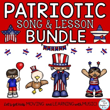 Preview of Patriotic Song and Music Lesson Bundle: Orff, Kodaly, Choral Round, Mp3 Tracks