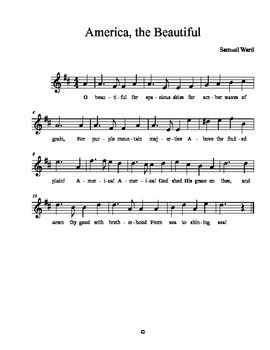 Patriotic Songs Sheet Music For Easy Violin Voice Flute By Jennifer Mueller