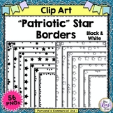 Patriotic Star Borders -Black and White Star Frames with C