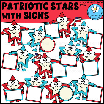 Preview of Patriotic Stars with Signs Clipart