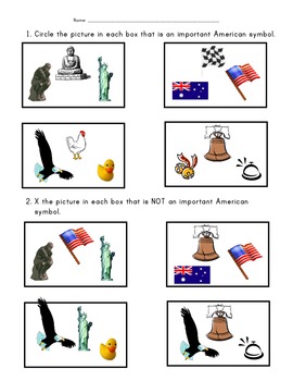 Preview of Patriotic Symbols Assessment