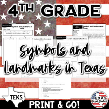 Preview of Patriotic Symbols & Landmarks in Texas 4th Grade Social Studies TEKS 4.14A
