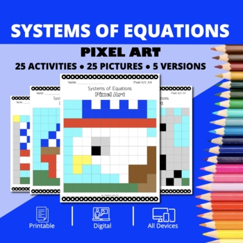 Preview of Patriotic: Systems of Equations Pixel Art Activity