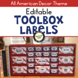 Patriotic Teacher Toolbox Labels Editable
