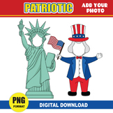 Patriotic USA Add your Photo| Lady Liberty /Uncle Sam PNG 