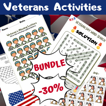 Preview of Patriotic Veteran's Day Activities & Games - Remembrance Day- BUNDLE