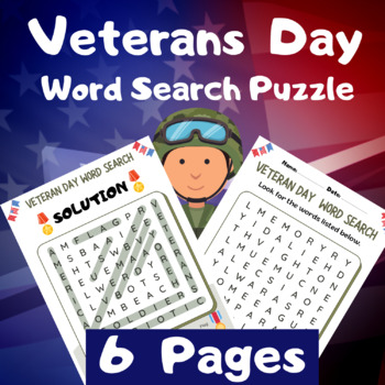 Preview of Patriotic Veteran's Day Craft Word Search Puzzles - Patriotic Remembrance Day