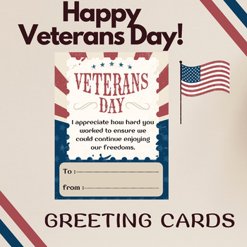Preview of Patriotic Veteran's Day Greeting Cards | Printable Veterans Day Thank You Cards