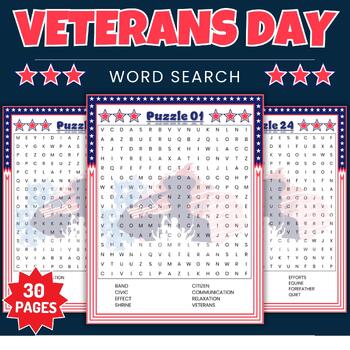 Preview of Patriotic Veterans Day , Patriots Day Word Search Games Puzzles With solution