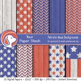 Patriotic Wood Texture Digital Paper Backgrounds, 4th of J