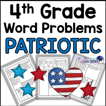 Preview of Patriotic Word Problems Math Practice 4th Grade Common Core
