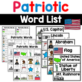 Patriotic and American Symbol Words - Writing Center Word Lists