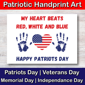 Preview of Patriots Day Craft | Hand Print Art | USA Art | Memorial Day Activity | Veteran