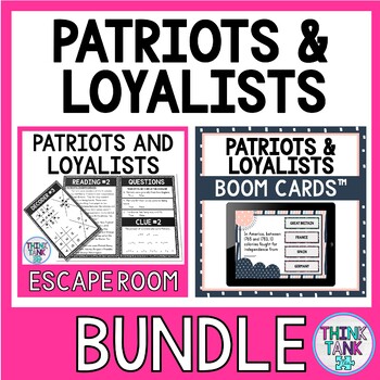 Preview of Patriots and Loyalists Escape Room and Boom Cards™ BUNDLE - Revolutionary War