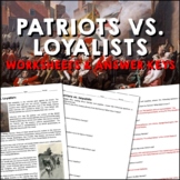 Patriots vs. Loyalists American Revolution Reading Workshe