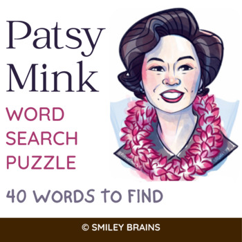 Preview of Patsy Mink Word Search Puzzle - Asian American & Pacific Islander Heritage Month