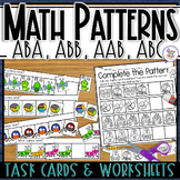Bug Pattern Activity Task Cards & Worksheets ABAB, ABB, AA