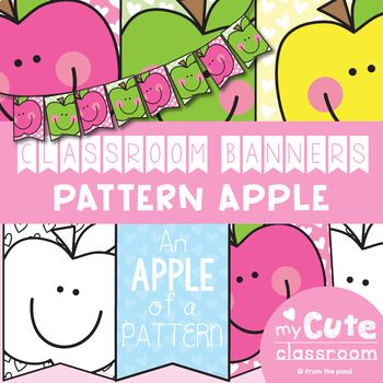 Preview of Pattern Apple Classroom Banner Pack