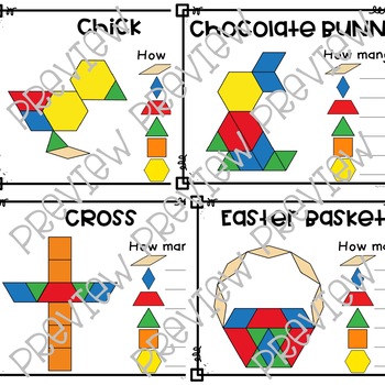 Pattern Block Activity Cards - Easter by Kristy Rivera | TpT