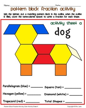 Pattern Block Fraction Activity by Mrs. Lane | Teachers Pay Teachers