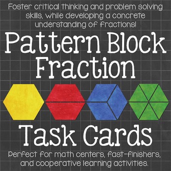 Preview of Pattern Block Fraction Task Cards Math Centers