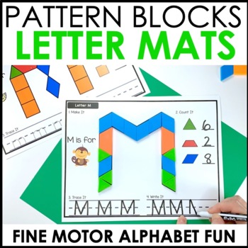 Preview of Pattern Block Letter Mats - Tanagrams - Fine Motor Alphabet Centers - Writing