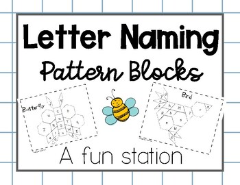 Preview of Pattern Block Letter  Naming Math & Literacy Station