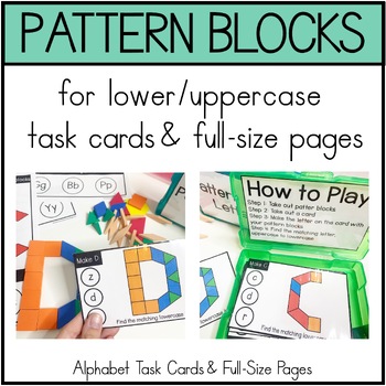 Pattern Block Letter Task Cards by Move Mountains in Kindergarten