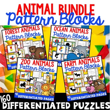 Preview of Pattern Block Mats Task Cards Puzzles