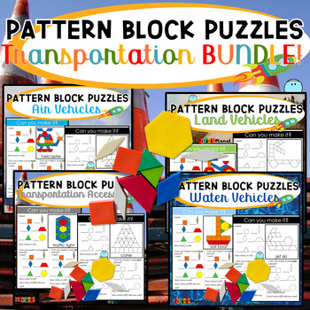 Preview of Pattern Block Mats | Math Games | Transportation Bundle | Pattern Blocks