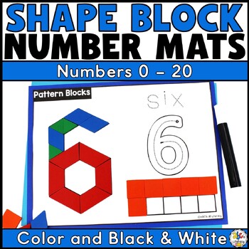 Preview of Pattern Block Number Recognition & Formation Mats - Numbers to 20 Identification