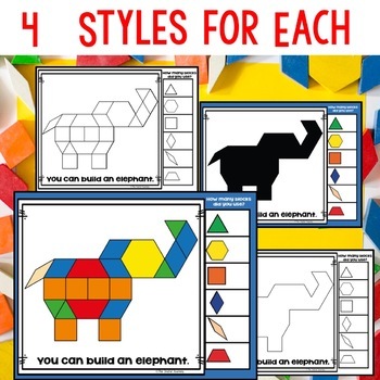 Pattern Block Picture Cards Zoo Animals by The Joyful Journey | TpT