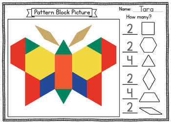 Pattern Block Picture Worksheet with Printable Block Outlines | Math Center