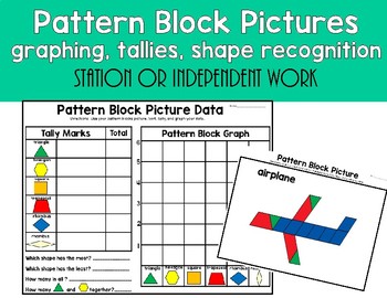 Preview of Pattern Block Pictures-Data, Tally, and Graphing