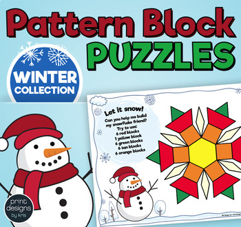 Preview of Pattern Block Puzzles • Math Shape Puzzles • December Holiday Theme