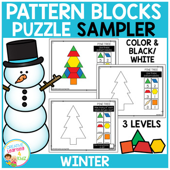 Preview of Pattern Block Puzzles: Winter - Sampler Set