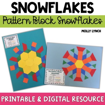 Preview of Pattern Block Snowflakes Winter Art Activity K-1st | Printable Art Activity