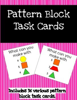 Preview of Pattern Block Task Cards, STEM Task Cards, STEM Challenge Cards, Stem bin idea