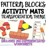 Pattern Block Mats. Transportation Theme Stem Bin Task Car