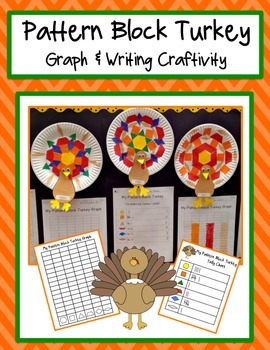 Preview of Pattern Block Turkey Graph and Writing Activities