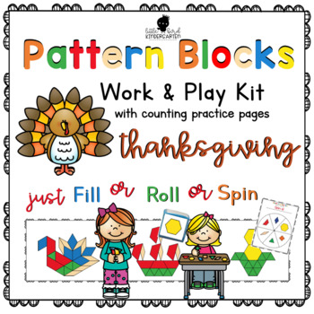 Preview of Pattern Block Work & Play Cards for THANKSGIVING + Counting Practice Pages