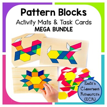Preview of Pattern Blocks Activity Mats and Task cards MEGA BUNDLE