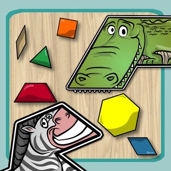 Preview of Pattern Blocks - Animal Alphabet (Shapes, Letters, Counting, & Number Bonds!)