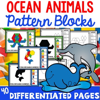 Preview of Pattern Blocks Cards Ocean Animals