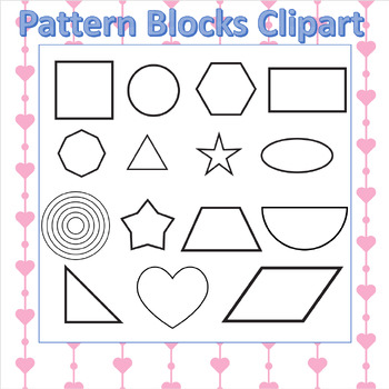 Preview of Pattern Blocks Clipart - Pattern Clocks Templates Outlined for Art Projects - 4K